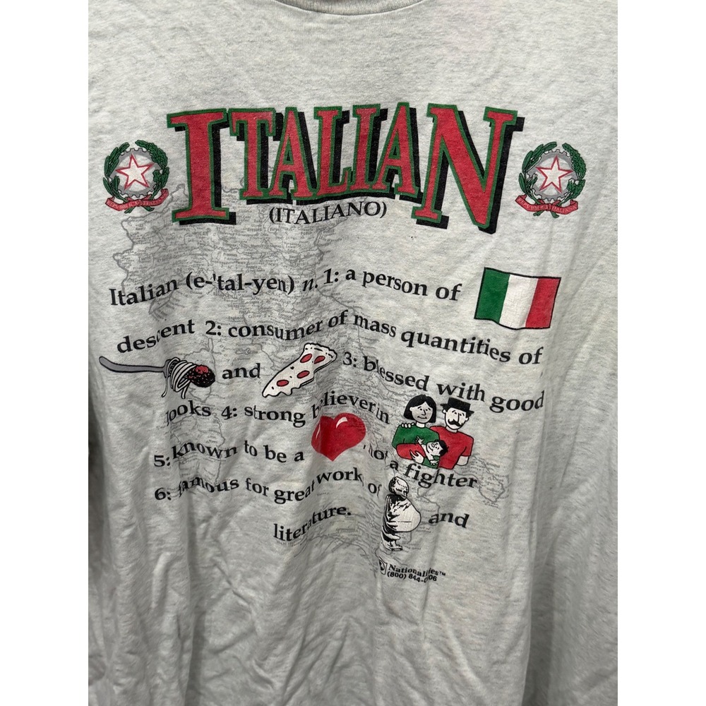 Vintage 90s Italian Definitions T-Shirt‎ XXL Single Stitch Fruit of the Loom USA - Picture 5 of 5
